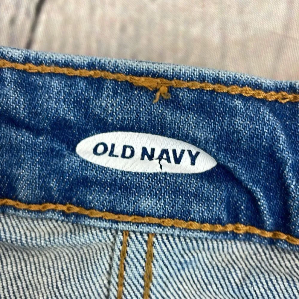 Old Navy Blue Mini Casual Denim Jean distressed skirt size 16